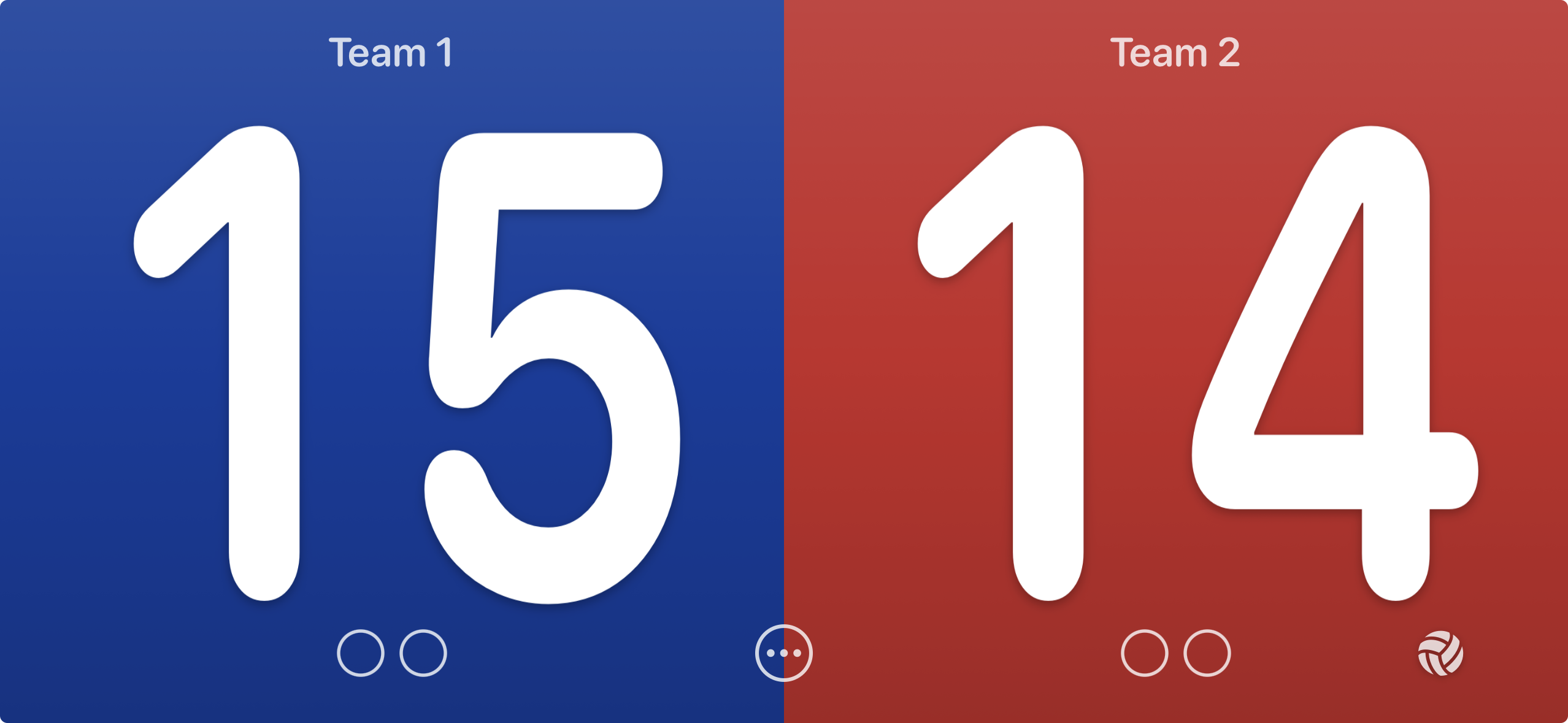 VBScore volleyball scoreboard on an iPhone in landscape